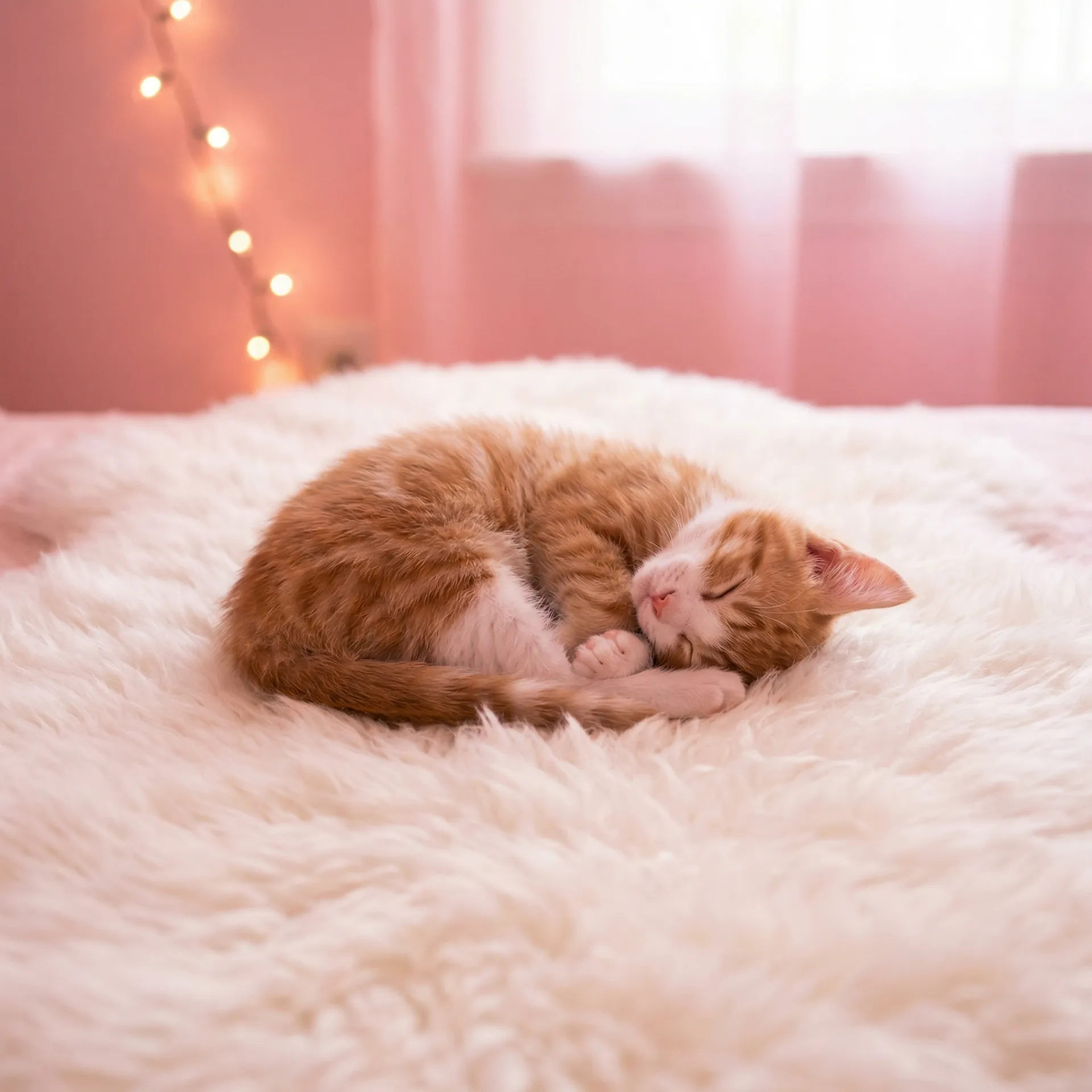 小猫蜷成一团入睡 - 蓝色导航