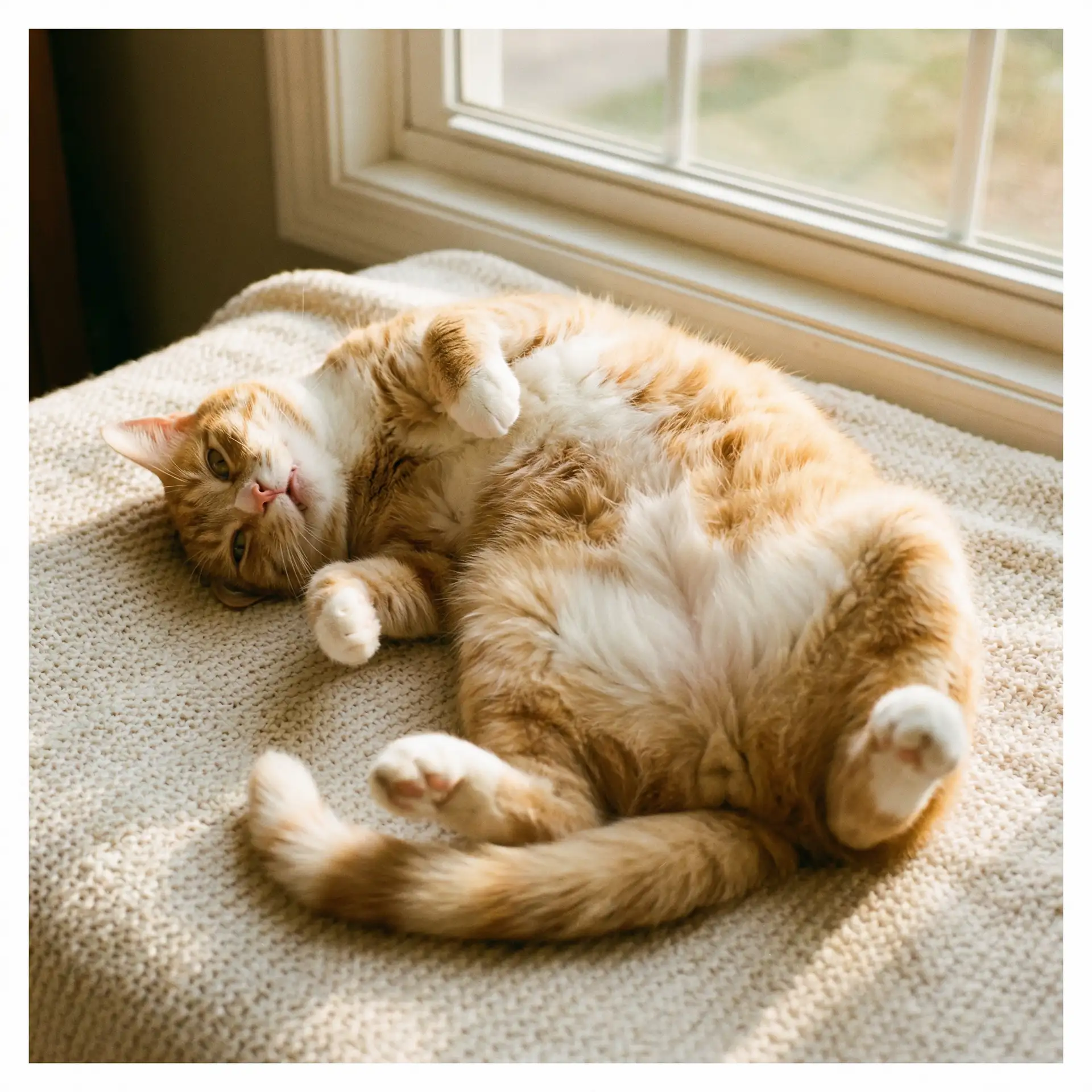 猫咪仰躺露出肚皮 - 蓝色导航